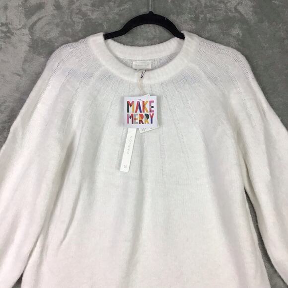 Caslon Women’s Cream Rib Yoke Pullover Sweater Long Sleeve Size Medium NWT - Picture 9 of 14